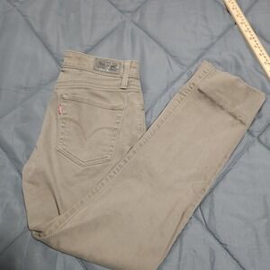 Levi's Jeans Women's 4M Mid Rise Skinny Beige Khaki Denim Hemmed